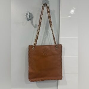 Brown Leather Chain Strap Bag